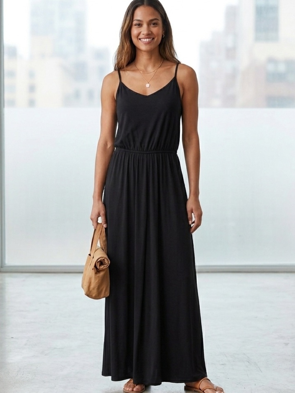 Gap classic Black Sleeveless Maxi Dress with Elastic Waist size medium
